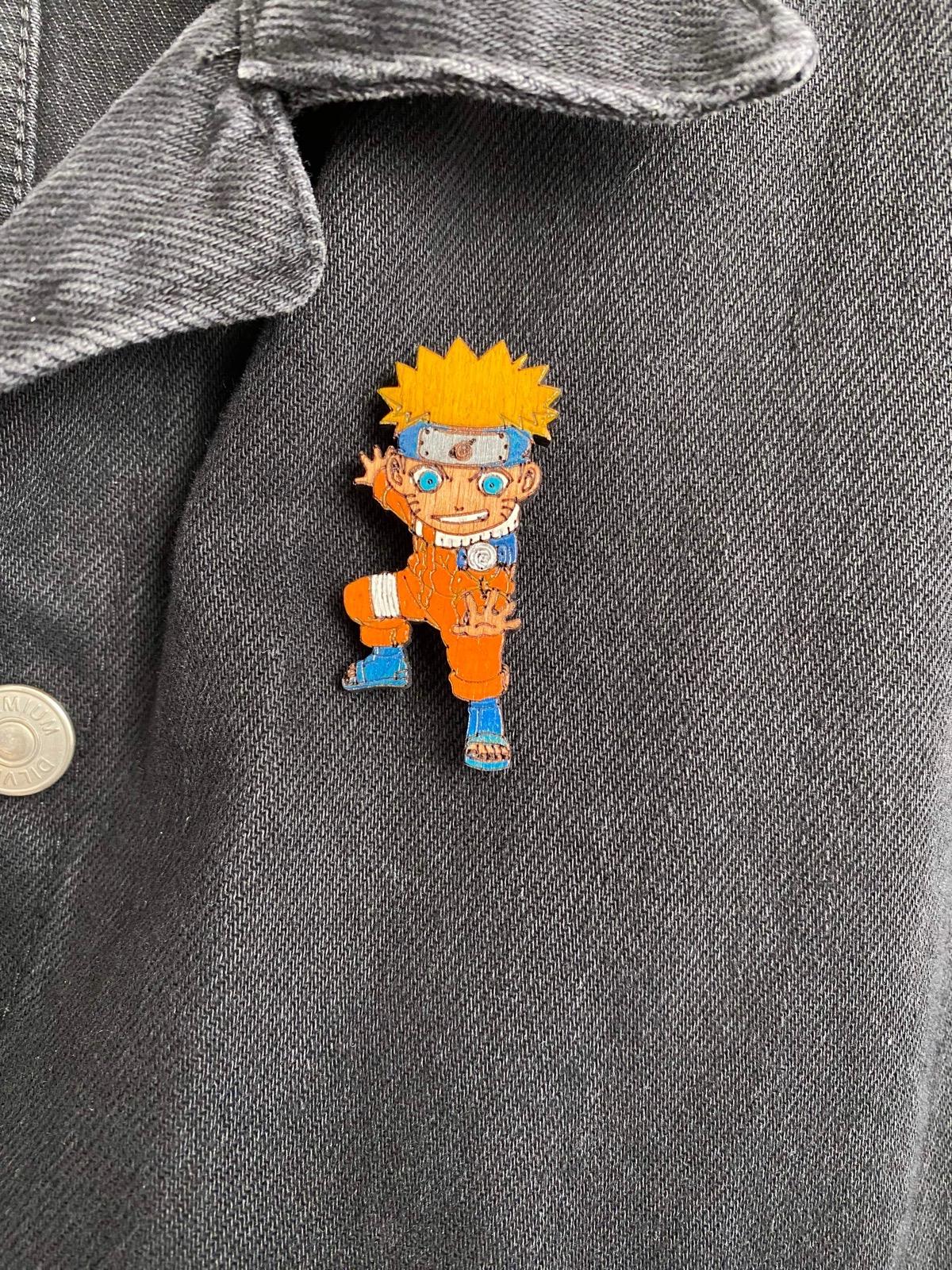 Anime Naruto Ahşap El Boyaması Broş 